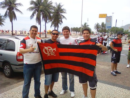 Eldo, Nagib, Massib e Rafael Pontes, em Copacabana antes do jogo